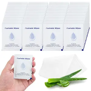 Flushable Wipes Travel Size Individually Wrapped,Wipes for Women and Men,Unscented Wet Wipes Travel Size for Adult,Women,Men,Girl and Homeless (White,Pack of 50)