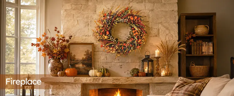 Thanksgiving Fall Wreath with Berries & Leaves, Hook Included, Festive Home Decor for Porch Wall, Room Decor