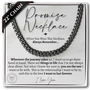 Promise Classic 7mm Cuban Necklace | Sentimental Gift for Boyfriend | Anniversary Present | Romantic Gift for Him