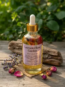 Botanical Floral Infused Lavender Rose Body Oil – Botanical Glow Oil for Silky Skin - Lavender Rose Garden scented serum