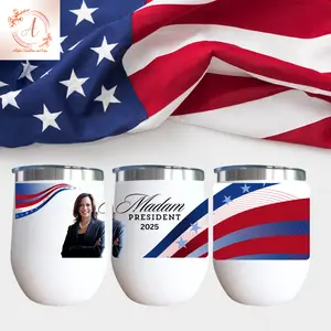 Madam President 2025 12oz Stainless Steel 12oz Tumbler with Straw and Cleaner, Double-Wall Insulated Drinkware Great For Wine, Coffee, Tea, Juice and Any Other Beverage Of Your Choice