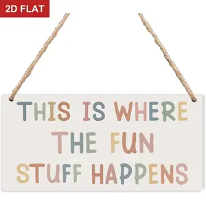 Playroom Boho Wooden Sign - Play Room Decor for Kids Room Nursery Home School, Kids Playroom Decor, Boho This Is Where All the Fun Stuff Happens Hanging Sign for Home, Home Decoration, Home Decor Products 11.8x5.9 In