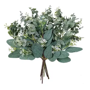 20 Pcs Mixed Artificial Oval Eucalyptus Leaves Bulk with White Seeds Stems and Spray for Vase Floral Wreath Bouquets Wedding Greenery Decoration - Home Improvement.