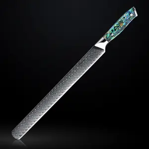 "Umi" Japanese VG10 Damascus Steel 12" Brisket Knife - Deep-Sea Abalone Shell Handle