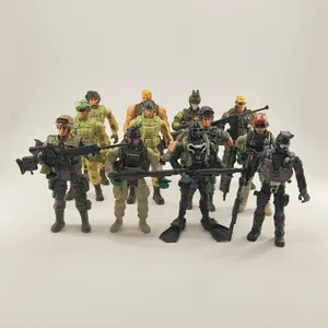 6PCS/Set Force Military Weapons Warrior Elite Action Figure Toys PVC 10cm Terrorist SWAT Team Ornament Children Birthday Gift