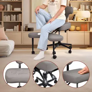 Ergonomic Cross Legged Chair, 360° Swivel Meditation Chair with Wheels, Height Adjustable Seat for ADHD, Strong Lumbar Support, Chic Home Office Furniture