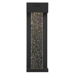 JONATHAN Y Miranda Modern Industrial Iron/Glass Seeded Glass with Dusk-to-Dawn Sensor Integrated LED Outdoor Sconce; for Living Room, Bedroom, Kitchen, Office