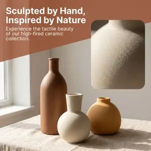3-Piece Morandi Ceramic Vases - New Chinese-Style Home Decor for TV Cabinets, Entryways, Home Floral Arrangements, Ideal Gift for Elders and Friends