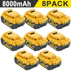 8-Pack DCB200 20V 8Ah Lithium-ion Battery Replacement for Dewalt XR max High-Capacity Power Compatible with DCB205 DCB200 20Volt Cordless Power Tools