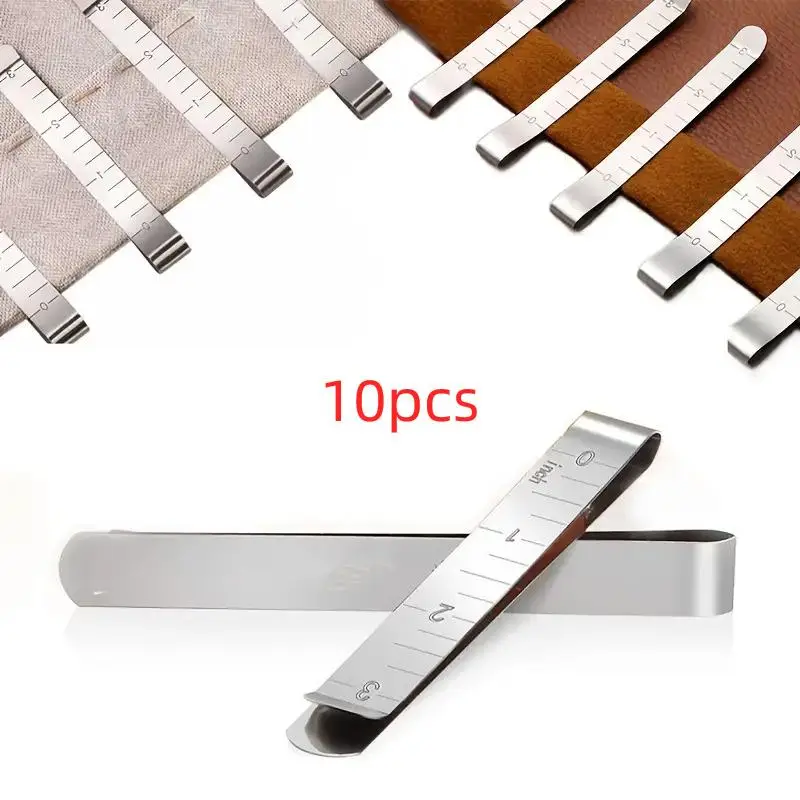 10pcs Sewing Clip, Stainless Steel Hemming Clip, Measurement Ruler, Quilting Supplies