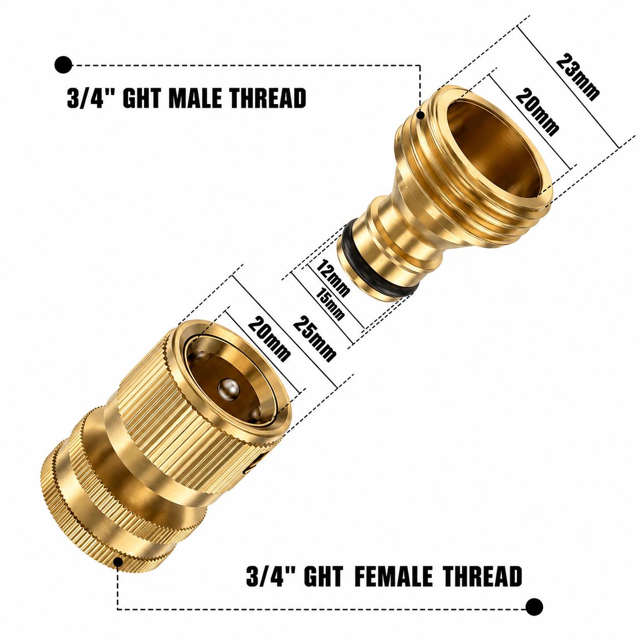 Garden Hose Quick Connector, 1 PCS Solid Brass 3/4 Inch GHT Thread Fitting(NO Sprayer), No-Leak Water Hose Female & Male Adapter, Garden Hose Connectors Garden Hose Quick Connector, 1 PCS Solid Brass 3/4 Inch GHT Thread Fitting(NO Sprayer), No-Leak Water Hose Female & Male Adapter, Garden Hose Connectors