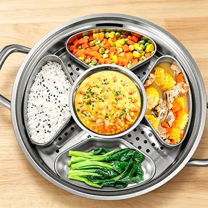 4pcs Stainless Steel Steaming Tray - -shaped Steaming Pot Box, Suitable for Rice Cookers, Wrinkle , Heat-, Washable, No Need to Charge Cooking and Catering Accessories,Back to School