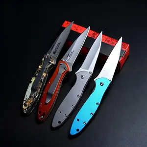 1660 Ken Onion Leek Assisted Flipper Knife, 440C Bead Blast Plain Blade, Stainless Steel Handles, Frame Lock, 10 Styles, Perfect Gifts