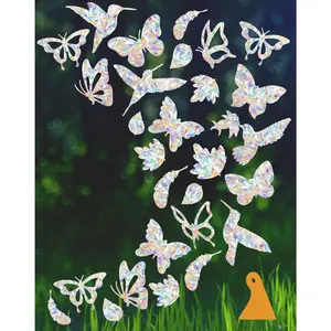 36 Pieces Window Decals for Bird Strikes, Window Clings Prevent Birds from Hitting Windows Suncatcher Stickers（Bird, Butterfly, Feather, Leaf