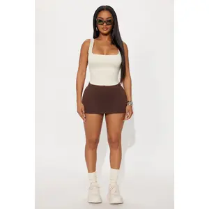 Contour Double Lined Square Neck Tank Top - Bone