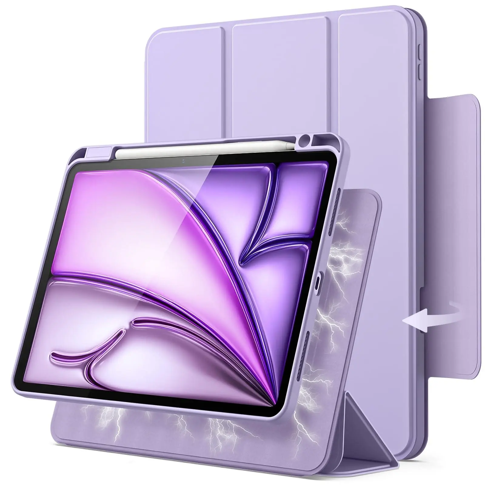 JETech Magnetic Detachable Case for iPad Air 11-Inch M4/M3/M2 (2026/2025/2024), iPad Air 5th/4th with Pencil Holder, Removable Rotating Cover, Portrait/Landscape Stand