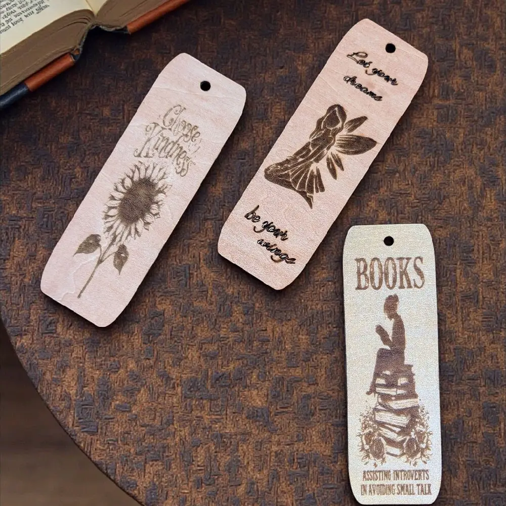 Wooden Bookmark High-Quality Durable Wood 6x2 Inches 3mm Thick Elegant Design for Bookshelf Enhance Reading Experience