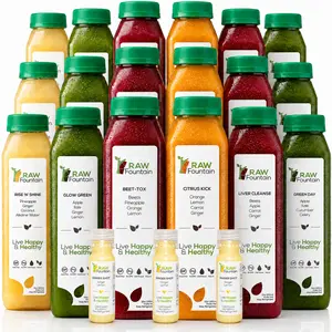 5 Day Juice Cleanse Detox by RAW Fountain, RAW Cold Pressed Juices, All Natural, No Gluten, No Wheat, No Artificial Flavors, 30x 12oz Bottles, 5 Ginger Shots 2oz