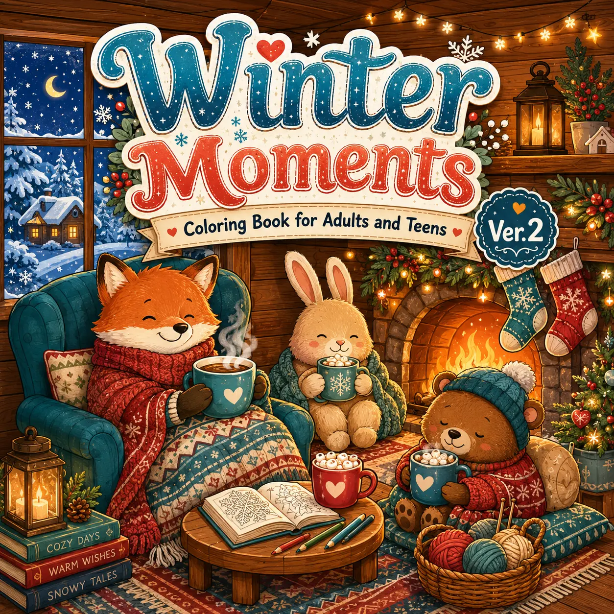 Winter Moments: Coloring Book for Adults and Teens