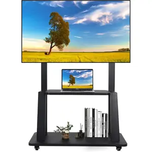 Maiproo Rolling TV Stand with Wheels for 32-75 Inch Heavy-Duty Mobile TV Cart LCD LED OLED Flat Panel Screens Smartboard Holds up to 100lbs Portable TV Stand on Wheels with Shelf Height Ajustable