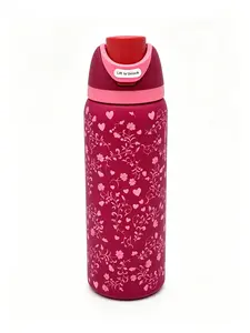 Owala FreeSip 32oz  Water Bottle, Romantic Red Pink Heart Floral Print, Stainless Steel Insulated Tumbler with Leakproof Lock Lid, Dual Sip Cup for School, Gym, Travel, Valentine’s Day sport lover keep new veteran