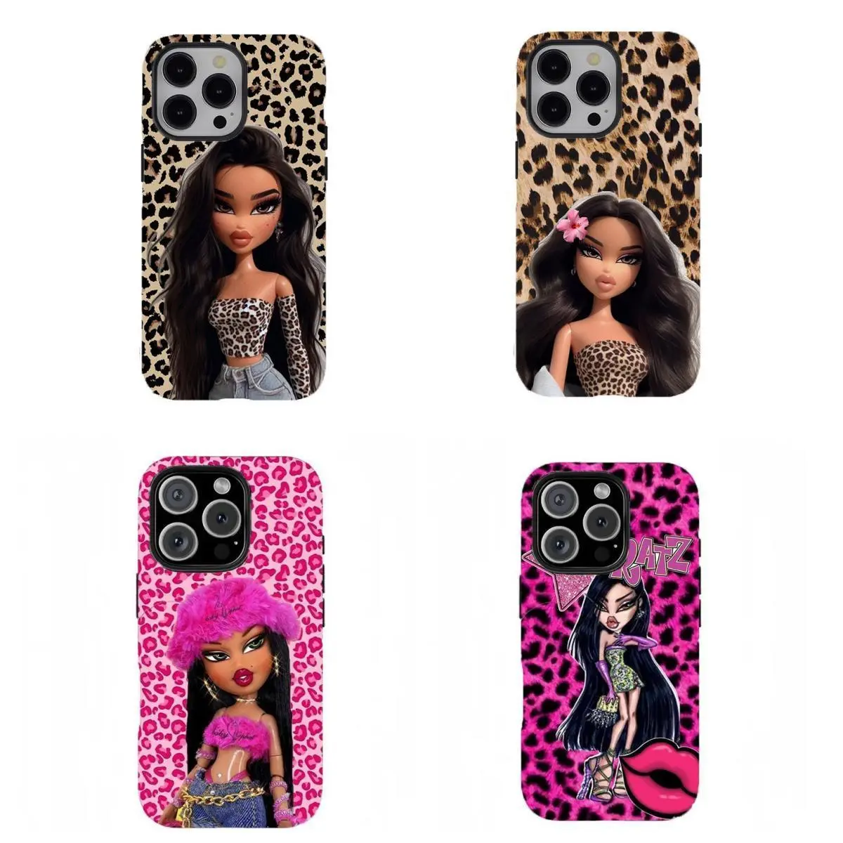 Y2K Vintage B-Bra.tz Doll Phone Case with Stylish Leopard Print Design Compatible for iPhone 17Air 16Promax 15 14 13 12 11 and for Samsung S21-S25 Perfect Gift for Fans Her/Him Girly Phone Cases