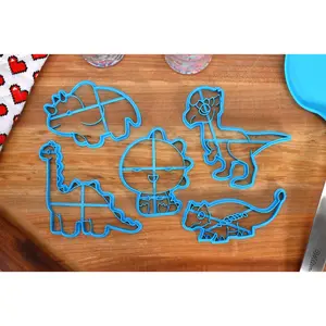 Cute Dinosaur Cookie Cutters - Anklyosaur, Longneck, Pachysaur, T-rex, Triceratops