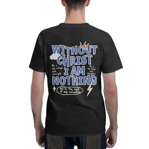 Men's Regular Fit without Christ I Am Nothing Round Neck Tee, Street Fashion Casual Short Sleeve T-shirt for Daily Wear, Menswear for All Seasons Top, Casual Style Tee
