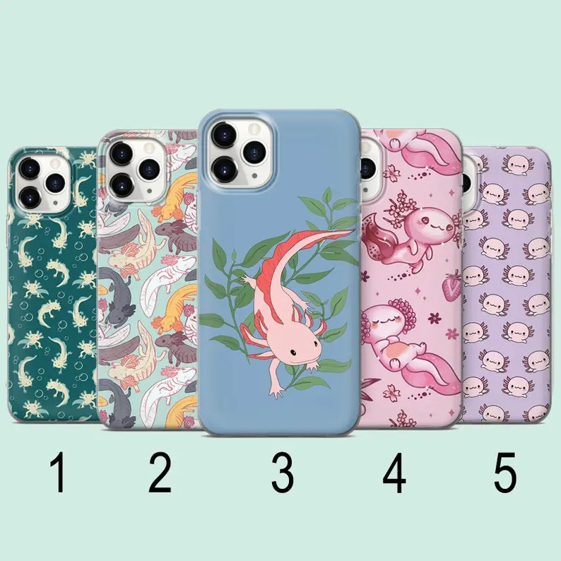 Axolotl Phone Case, Cute Axolotls, Colourful and Funny Axolotl, Amazing Axolotl, Compatible Cases for iPhone 17 16 15 14 13 12 11 Pro Max Plus & Samsung Galaxy S26 S25 S24 S23 S22 Ultra