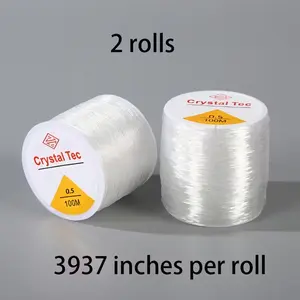 DIY Beaded Drawstring, Strong Elastic Jewelry Making Cord, 2 Rolls of Transparent Elastic Thread, Ideal for Necklaces & Bracelets