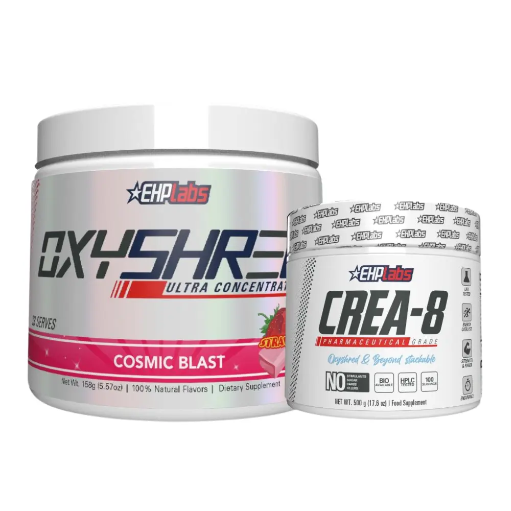 EHPlabs OxyShred + CREA-8 Performance Stack Fitness Supplement - Sugar-Free Pre-Workout Energy, Creatine Monohydrate, Strength Support for Gym - GF, No Added Sugars Pre-Workout Products