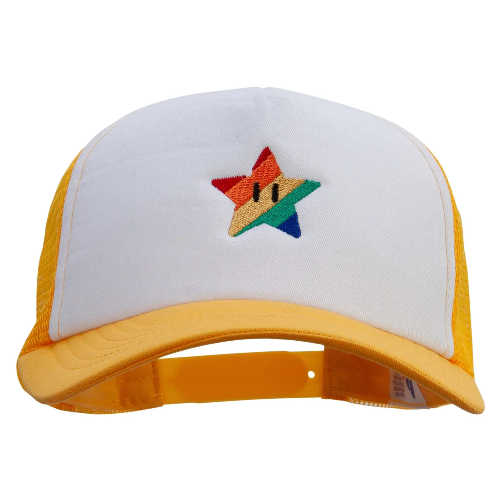 Mario Rainbow Star Logo Embroidered Cotton Trucker Cap