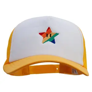 Mario Rainbow Star Logo Embroidered Cotton Trucker Cap