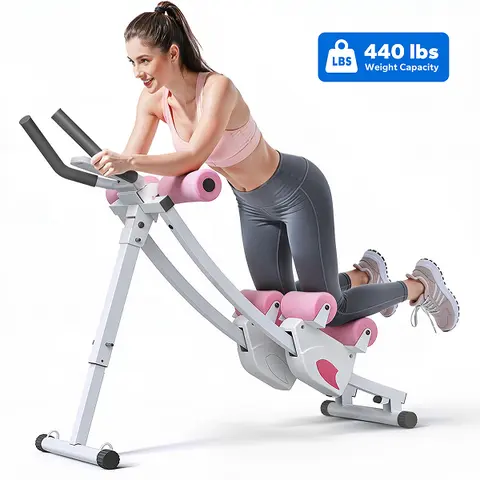 MERACH Dual-Track Adjustable Ab Trainer Machine - Home Use Exercise Equipment, Tailored Workout Experience, LCD Monitor, Foldable, Versatile Addition to Home Gym for Core Shaping, Abs Toning