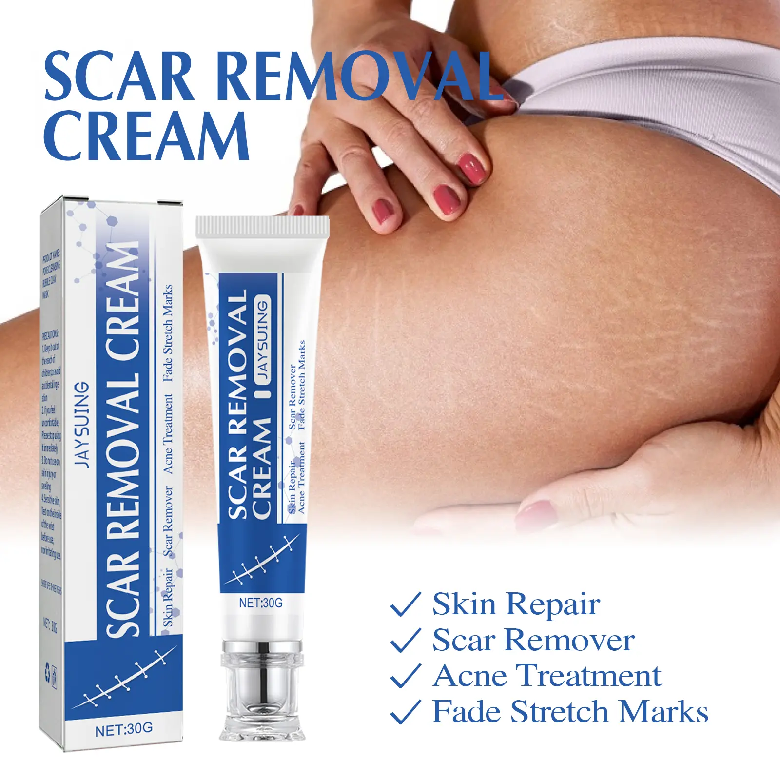 Jaysuing Scar Treatment Cream - Gentle, Therapeutic, Transparent, Anti-Bacterial Moisturizing Repair Relief Skin Friendly Body Lotion & Cream, Repair Relief Body Lotions & Creams