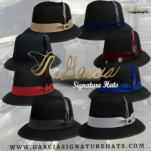 García Signature Classic Black Lowrider Derby Hat for Men Women & Kids with Stylish Hat Band & Feathers