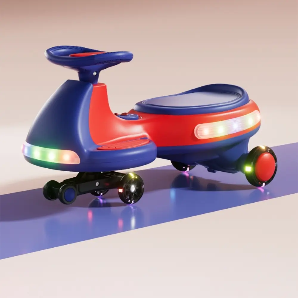 Kids' 2-in-1 Rechargeable Light-Up Electric Wiggle Swing Car Ride-On Toy with Pedal, 2-Speed Settings, Fun Musical Features, Anti-Rollover Safety, Flashing Wheels, High-Speed Capability