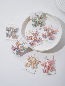 5 Pcs Set, Gradient Color Butterfly Metal Hair Clips, Sweet and Elegant Bangs Hair Accessories, Ideal for Outing, Dating, Festivals