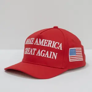 Adjustable Red Embroidered Baseball Cap Unisex Classic Curved Brim Hat