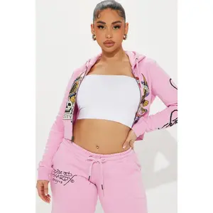 Ed Hardy New York Eagle Zip Front Hoodie - Pink