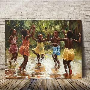 1 Piece, 2D Flat Wooden Frame Canvas Wall Art Ready to Hang, African Performance Canvas Art Black, 11.8inch x 15.7inch cm, Canvas Decoration for Bedroom Kitchen Office Bar Farmhouse Living Room Wall Art, Framed Home Wall Decoration YIMH2867, 2D Flat, Perf