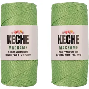 2mm Macrame Cord 251 Yards Polypropylene Rope for Crochet Bags Plant Hangers Wall Hangings, Strong Durable Easy to Knot Pistachio Pack of 2