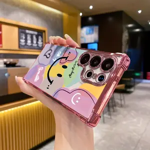 Four-Corner Airbag Phone Case Compatible with Samsung Galaxy S23 Ultra S24 Plus S25 S22+ FE Edge Colorful Hearts Pattern Full Coverage Protective Shockproof Casing
