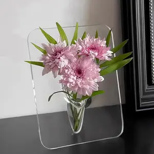 Style Acrylic Flower Vase Stand, Elegant Decorative Office Desk Decor, Bedroom Living Room Bathroom Decoration, Home Atmosphere Ornament, Acrylic Material