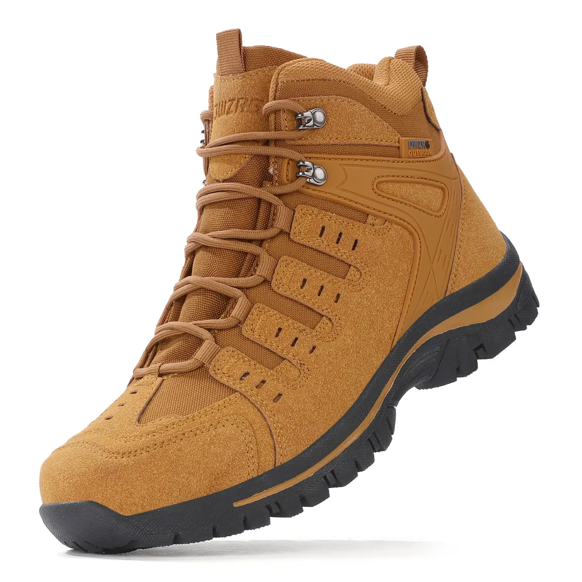 Men's Closed Work & Safety Construction Boots - Waterproof, Breathable, Lightweight, Anti-Skid, Lace-Up, Cushioned, Strong Shock Absorption, Classic Round Toe, All-Weather Grip, Braid Accent, Patchwork Design, Fashion Style, Outdoor & Work Support