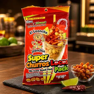 Ponchin Super Churros Locos Pack - Mix Crazy Snack Pack with Chili Lemon Corn Sticks 5 oz