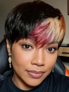 150% Denisty pixie cut human hair wigs for women 1b/red/30 color short straight daily party cosplay use wig machine made pixie wig