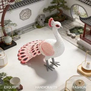 1892pcs Tri-Color Peacock Series Building Blocks Set, Creative DIY Craft Toy, Desktop Home Decor, Stress Relief Model, Birthday Gift