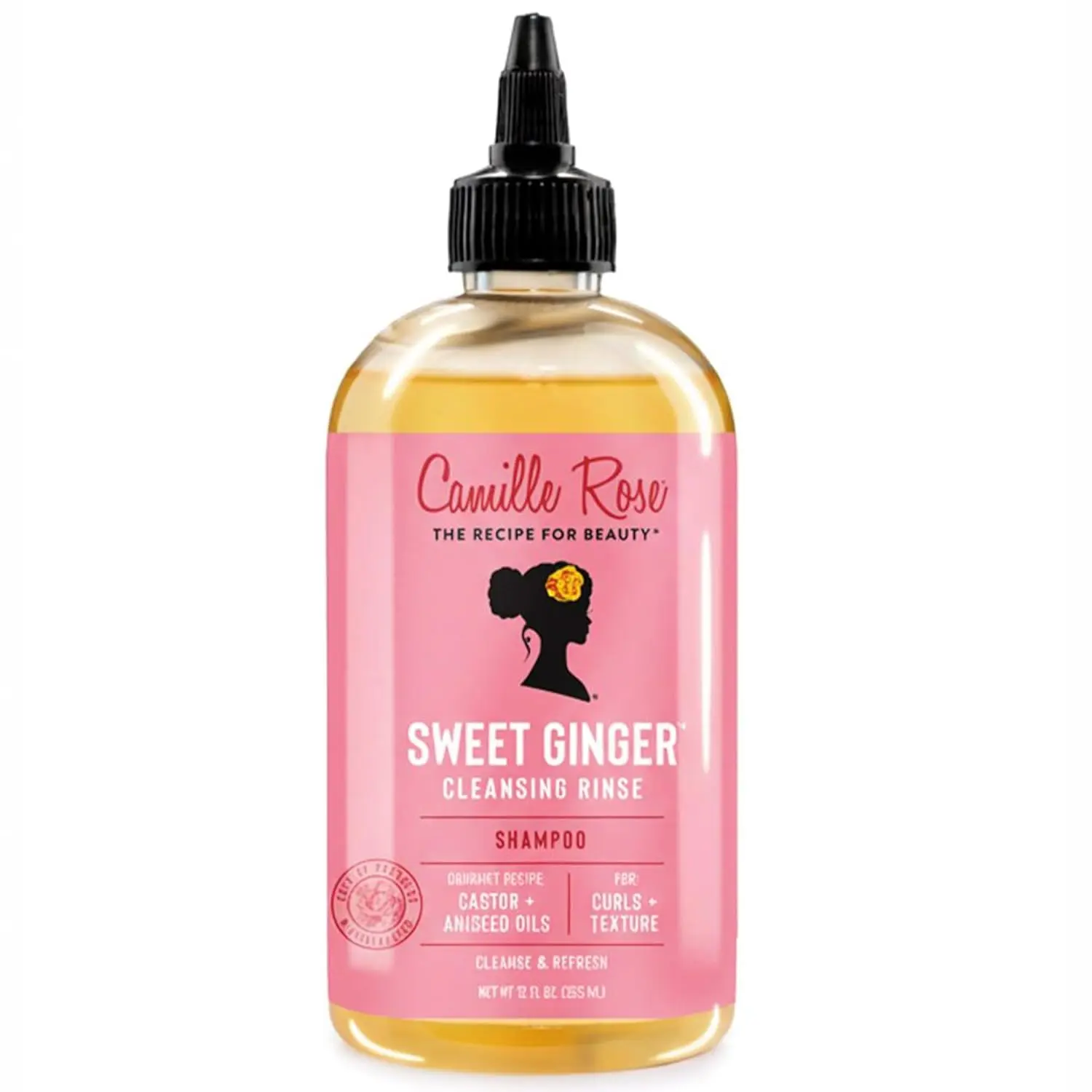 Camille Rose Sweet Ginger Clarifying Shampoo, a Gentle Cleanser & Scalp Moisturizer for Natural Curls and Curly Locks, 12 Fl Oz, Haircare, Hydrating, Wavy, Ginger Root, Frizz Control, Detangling, Adults, Liquid, Cruelty Free, Anti-Hair Loss