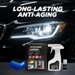 OPDUGRA Car Headlight Restoration Kit (180ML Cleaning Solution+10ML Crystal Coating),Repairs Oxidized and Yellowed Headlights,Crystal Clear Coating Durable Protection Clearer Vision